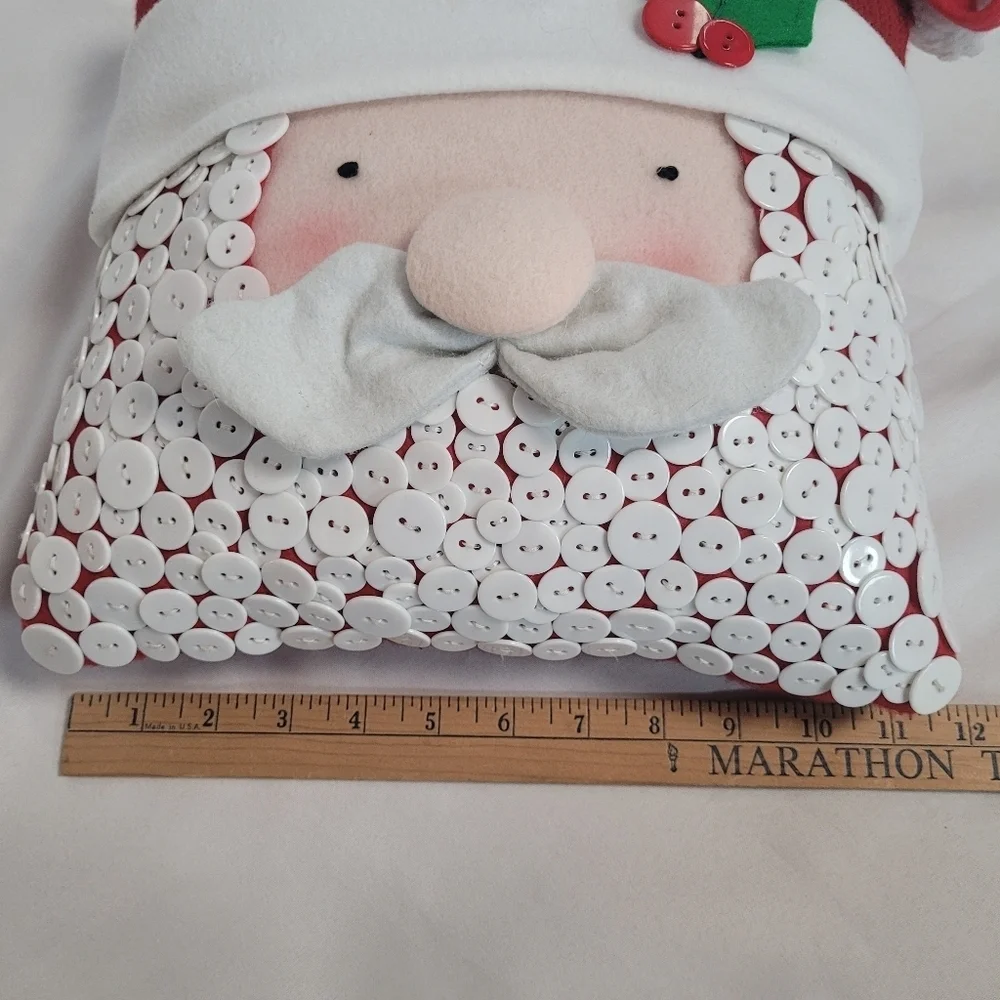 Santa Claus Christmas Decorative Throw Pillow W/ Button Beard 11x11